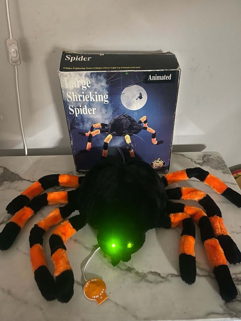 Gemmy Animated Large Shrieking Spider Halloween Prop With Box